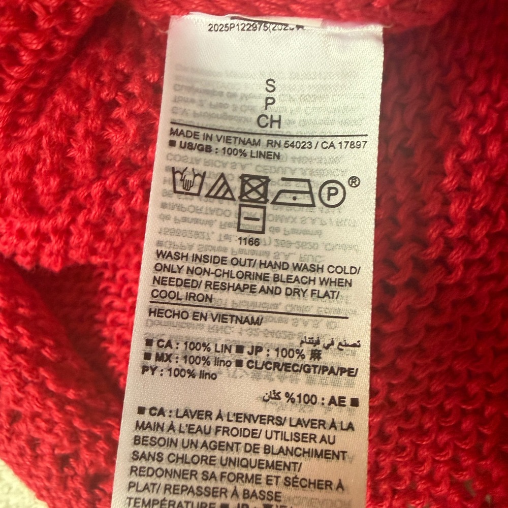 Banana republic HEIRLOOM LINEN SWEATER TEE in red sze small rollneck - Picture 3 of 6